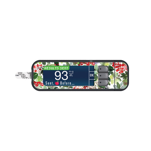 Peelz Christmas Berries Sticker for Bayer Contour Next Glucometer Peelz/Stickers White Smoke