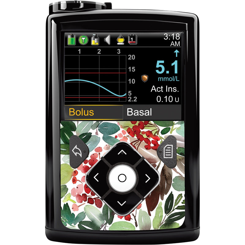 Peelz Christmas Berries Sticker for Medtronic MiniMed 770G & 780G Peelz/Stickers Black Whole System Peelz (front back + clip)