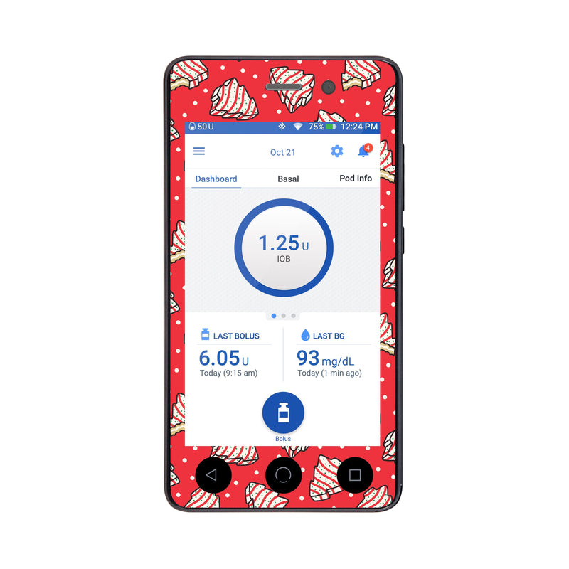 Peelz Christmas Cakes Sticker for Omnipod DASH® PDM – Pump Peelz Peelz/Stickers White Smoke Whole System Peelz (front + case),Front Peelz
