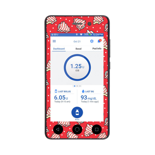 Peelz Christmas Cakes Sticker for Omnipod DASH® PDM – Pump Peelz Peelz/Stickers White Smoke Whole System Peelz (front + case),Front Peelz