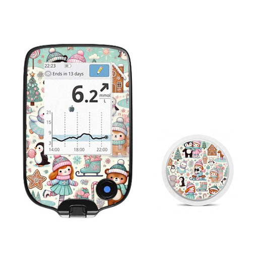 Peelz Christmas Scene Sticker for Freestyle Libre 2 Peelz/Stickers White Smoke Receiver + Sensor,Sensor Only