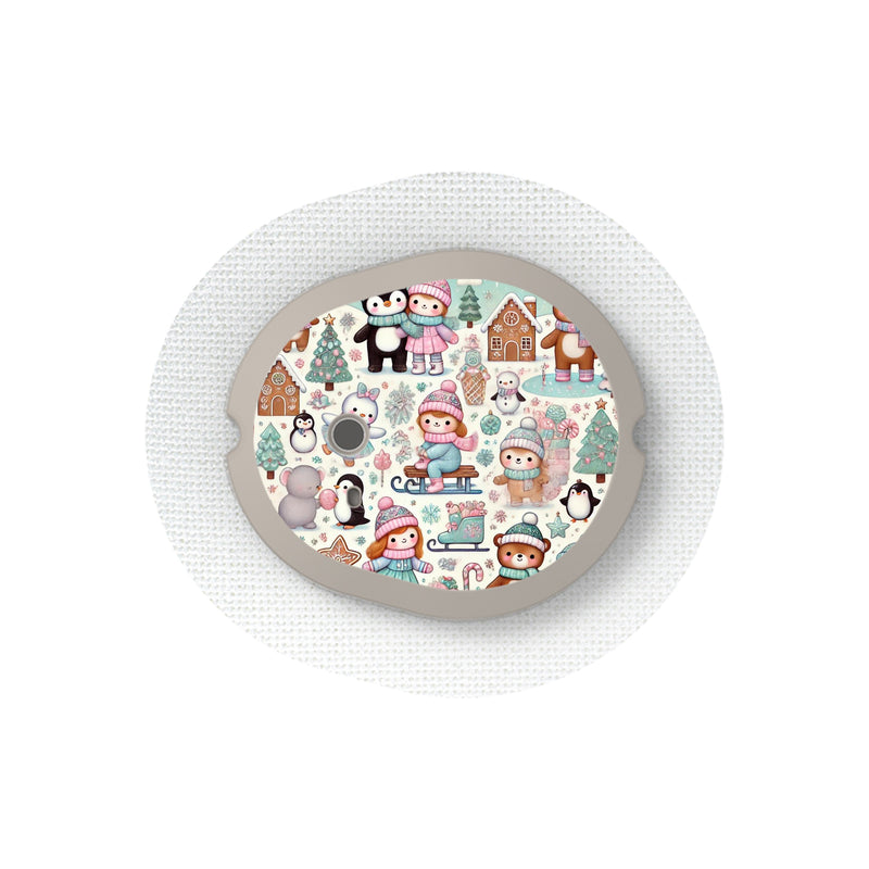 Peelz Christmas Scene Sticker Designed for the DEXCOM G7 and Stelo Transmitter Peelz/Stickers White Smoke 4-pack (Set of 4 Stickers)
