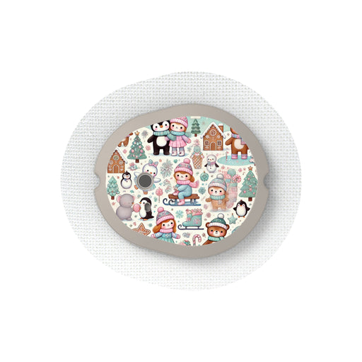 Peelz Christmas Scene Sticker Designed for the DEXCOM G7 and Stelo Transmitter Peelz/Stickers White Smoke 4-pack (Set of 4 Stickers)