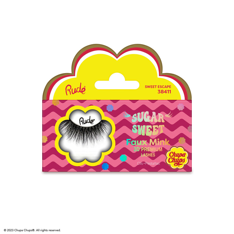 Rude Cosmetics Chupa Chups Sugar Sweet Faux Mink Lashes False Eyelashes Pale Violet Red Sweet Escape