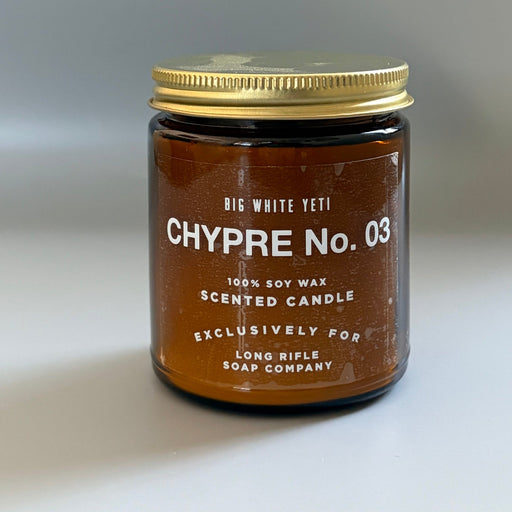 Long Rifle Soap Co. Chypre No. 3 Candle by Big White Yeti | 9 oz Amber Jar Candle Light Gray