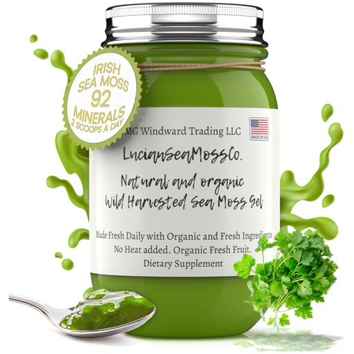 MG Windward Trading LLC Cilantro Infused Organic Sea Moss Gel Herbal Gel Light Gray 8 oz. / Without Agave,8 oz. / With Agave,16 oz. / Without Agave,16 oz. / With Agave,32 oz. / Without Agave,32 oz. / With Agave