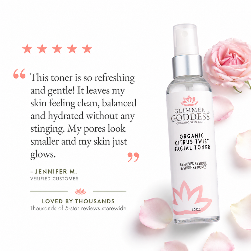 Glimmer Goddess® Organic Skin Care Organic Rose Water Facial Toner – Citrus Twist Toner with Witch Hazel & Aloe for Pore Tightening Cleansers & Scrubs White Smoke