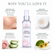 Glimmer Goddess® Organic Skin Care Organic Rose Water Facial Toner – Citrus Twist Toner with Witch Hazel & Aloe for Pore Tightening Cleansers & Scrubs White Smoke
