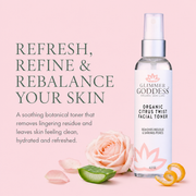 Glimmer Goddess® Organic Skin Care Organic Rose Water Facial Toner – Citrus Twist Toner with Witch Hazel & Aloe for Pore Tightening Cleansers & Scrubs Misty Rose