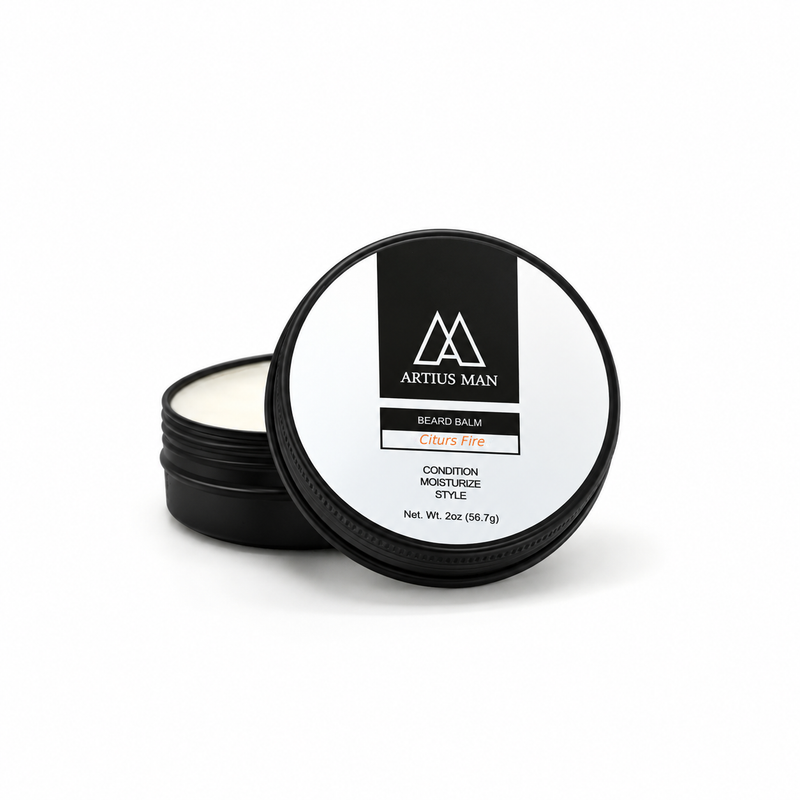 Artius Man Citrus Fire Beard Balm – Citrus and Warm Spice Beard Styling Balm (2 oz) Beard Balm White Smoke