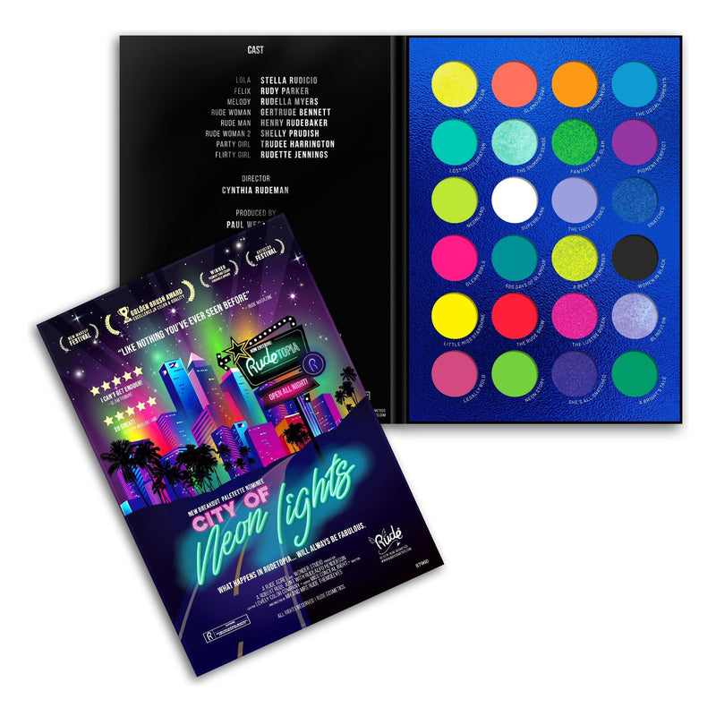 Rude Cosmetics City of Neon Lights - 24 Vibrant Pigment & Eyeshadow Palette Eyeshadow Palette Tan City of Neon Lights