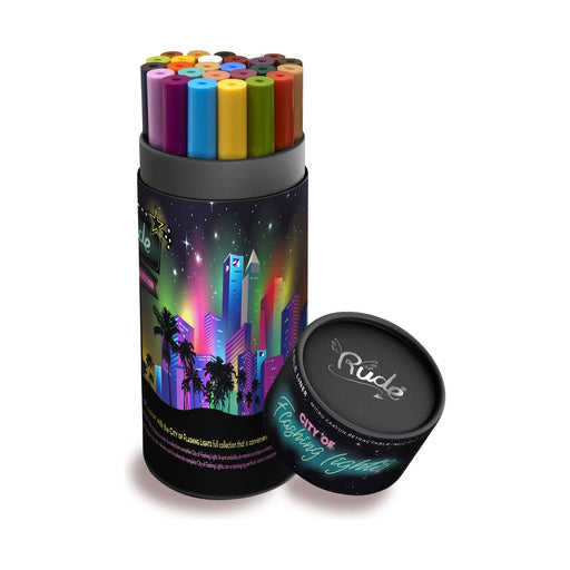 Rude Cosmetics City of Flashing Lights Micro Retractable Liner Collection Eyeliner & Lipliner Dark Slate Gray City of Flashing Lights Micro Retractable Liner - Set