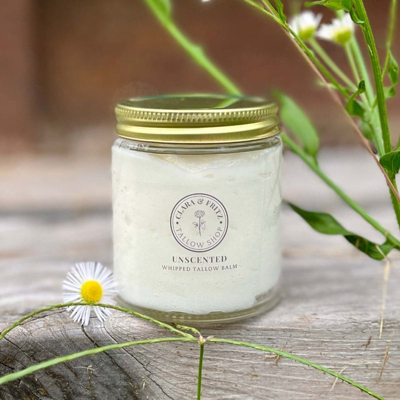 Clara & Fritz Tallow Shop Unscented Whipped Tallow Balm Lotion & Moisturizer Gray 4 oz / Single