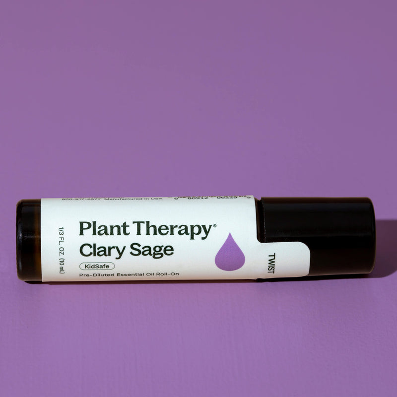 Plant Therapy Clary Sage Essential Oil Pre-Diluted Roll-On Essential Oil Black 10 mL