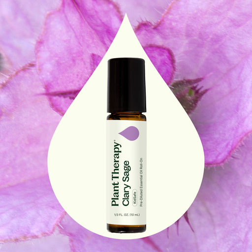 Plant Therapy Clary Sage Essential Oil Pre-Diluted Roll-On Essential Oil Seashell 10 mL