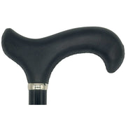 Classy Walking Canes Classy Cane with Black Derby Handle in Italian Leather Walking Cane White Smoke