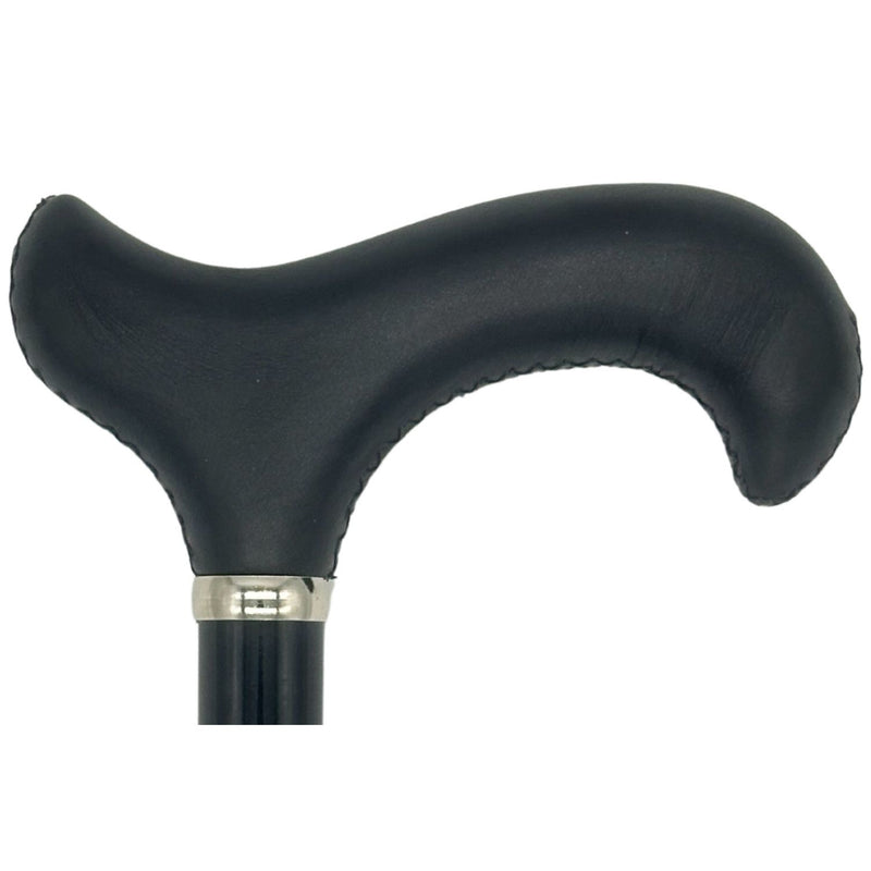 Classy Walking Canes Classy Cane with Black Derby Handle in Italian Leather Walking Cane White Smoke