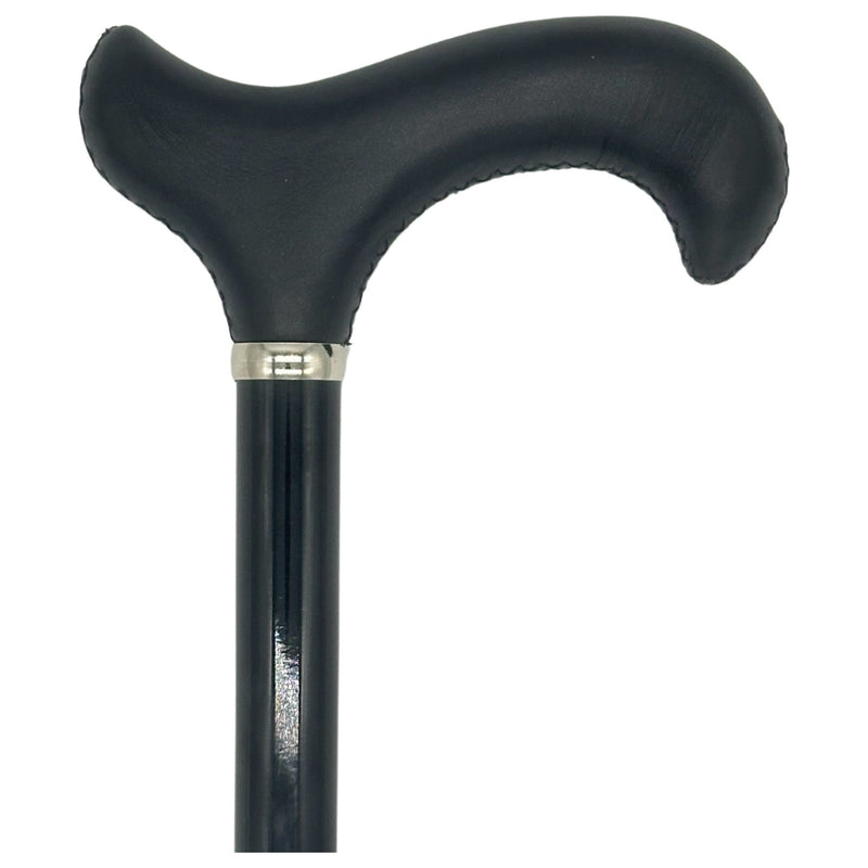 Classy Walking Canes Classy Cane with Black Derby Handle in Italian Leather Walking Cane White Smoke
