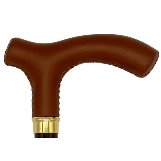 Classy Walking Canes Classy Cane with Brown Fritz Handle in Italian Leather Walking Cane White Smoke