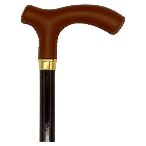 Classy Walking Canes Classy Cane with Brown Fritz Handle in Italian Leather Walking Cane White Smoke