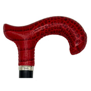 Classy Walking Canes Classy Cane with Coconut Red Derby Handle in Italian Leather Walking Cane White Smoke