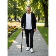 Classy Walking Canes Classy Canes Black and White Swirl Handle on Black Shaft Walking Cane Dark Gray