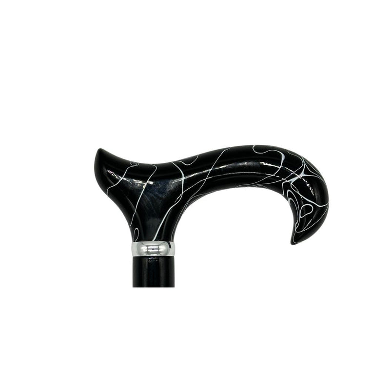 Classy Walking Canes Classy Canes Black and White Swirl Handle on Black Shaft Walking Cane White Smoke