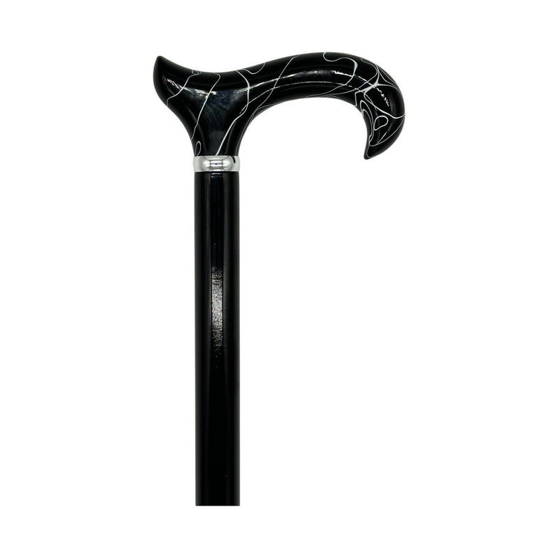 Classy Walking Canes Classy Canes Black and White Swirl Handle on Black Shaft Walking Cane White Smoke