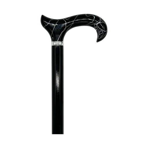 Classy Walking Canes Classy Canes Black and White Swirl Handle on Black Shaft Walking Cane White Smoke