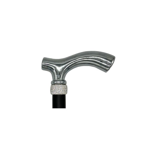 Classy Walking Canes Classy Canes Chrome Plated Fritz Handle with Fashionable Collar Walking Cane White Smoke
