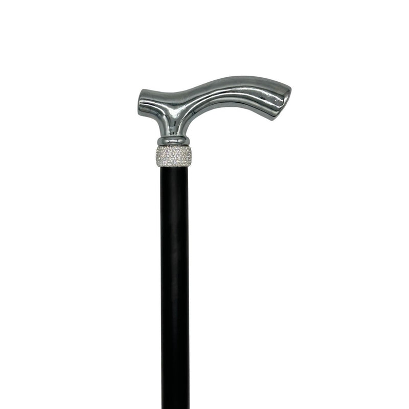 Classy Walking Canes Classy Canes Chrome Plated Fritz Handle with Fashionable Collar Walking Cane White Smoke