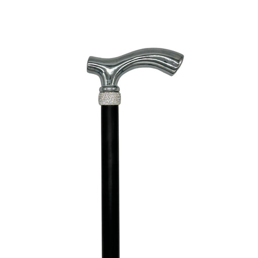 Classy Walking Canes Classy Canes Chrome Plated Fritz Handle with Fashionable Collar Walking Cane White Smoke