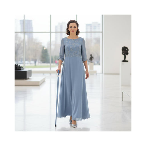Classy Walking Canes Classy Walking Canes Adjustable Elegant Blue with Rhinestone Collar Walking Cane Slate Gray