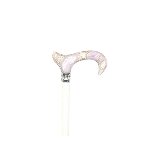 Classy Walking Canes Classy Walking Canes Adjustable Elegant Shinny White with Rhinestone Collar Walking Cane Antique White