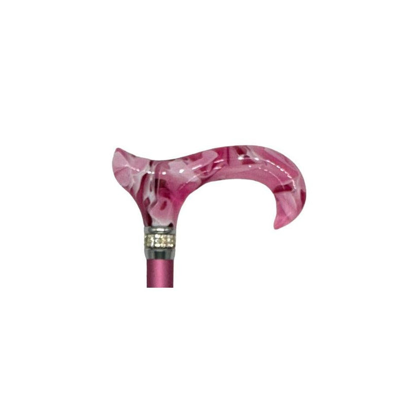 Classy Walking Canes Classy Walking Canes Adjustable Fashionable Pink Rhinestone Collar Walking Cane White Smoke