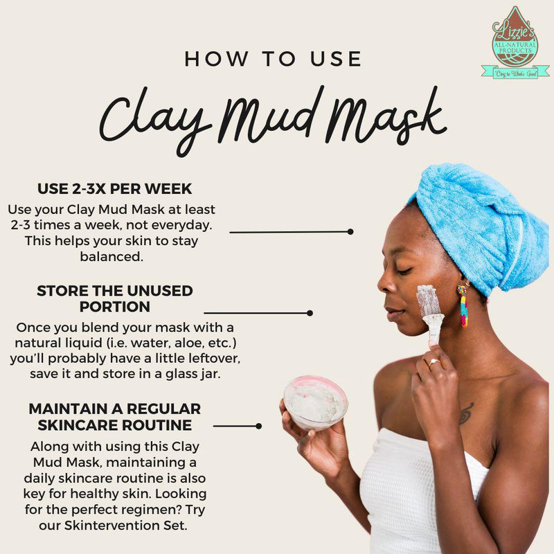 Lizzie's All-natural Products Clay Mud Mask Beige Clay Mud Mask,Clay Mud Mask Applicator Brush - brush only