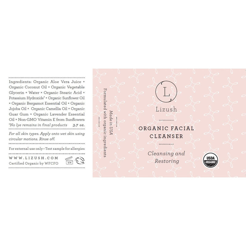 Lizush ORGANIC FACIAL CLEANSER Cleansing and Restoring Misty Rose