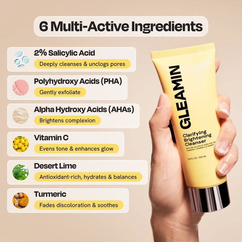 Gleamin Clarifying Brightening Cleanser Facial Cleanser Light Gray