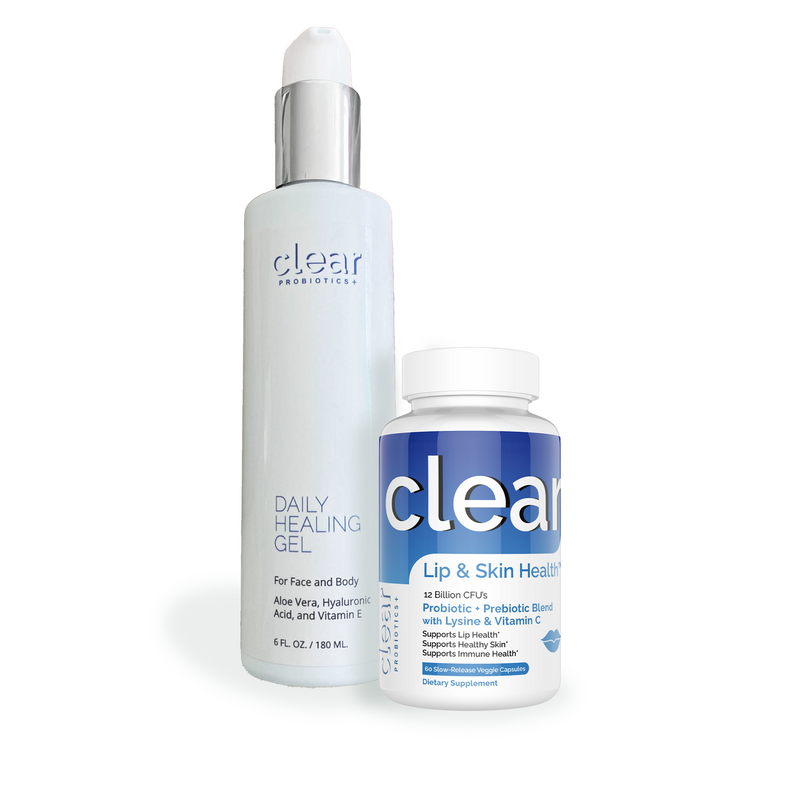 Clear Wellness 360 Clear Lip & Skin Health + Clear Daily Healing Gel Probiotics Plus Light Gray