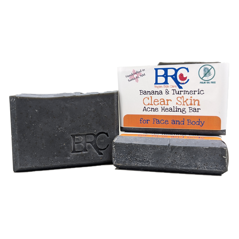 By Robin Creations Clear Skin Acne Blasting Face & Body Soap with Banana & Turmeric Acne Treatments & Kits Light Gray 1 Bar,4 Bars