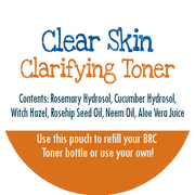 By Robin Creations Clear Skin Acne Clarifying Facial Toner Spray White Smoke 3.4oz Glass Spray Bottle,4oz Aluminum Refill Pouch