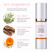 Glimmer Goddess® Organic Skin Care Organic Acne Serum – Oil Control & Pore Clearing Treatment Serums White Smoke 1 oz