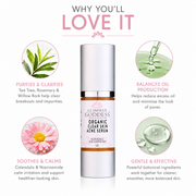 Glimmer Goddess® Organic Skin Care Organic Acne Serum – Oil Control & Pore Clearing Treatment Serums White Smoke 1 oz
