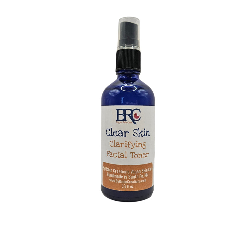 By Robin Creations Clear Skin Acne Clarifying Facial Toner Spray White Smoke 3.4oz Glass Spray Bottle