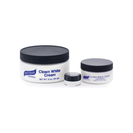 Graftobian Make-Up Company Clown White Cream Light Gray 8 oz. Clown White,2.5 oz. Clown White,1/8 oz Clown White