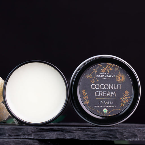 Chagrin Valley Soap & Salve Lip Balm: Coconut Cream Lip Balm Black 0.5 fl oz Tin