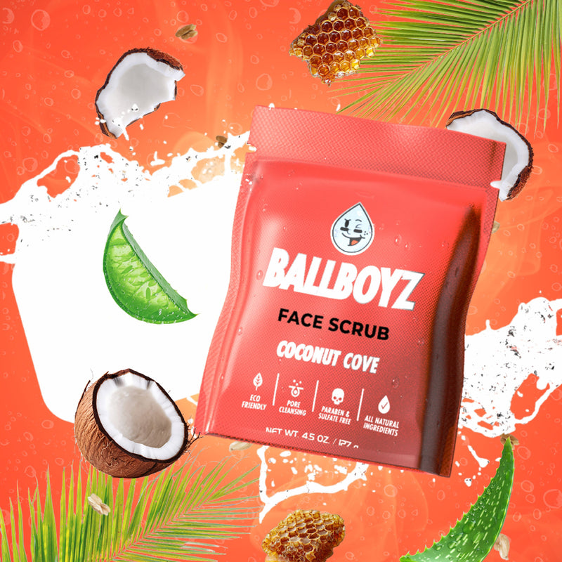 BALLBOYZ Coconut Cove Face Scrub (Medium Acne) White Smoke
