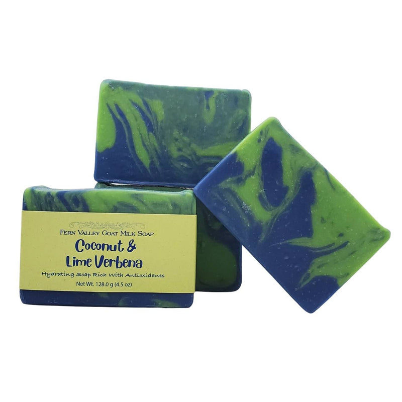 Fern Valley Soap Handmade Goat Milk Soap | Hydrating With Antioxidants | Tropical Coconut & Lime Verbena Scent Goat Milk Soap White Smoke