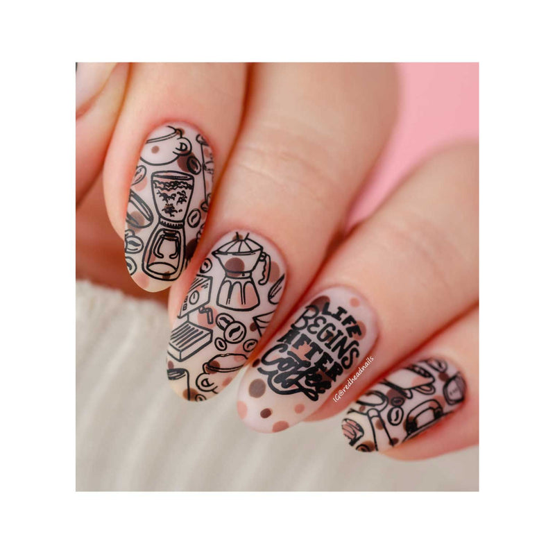 UberChic Beauty Better With Coffee Stamping Plate Rosy Brown