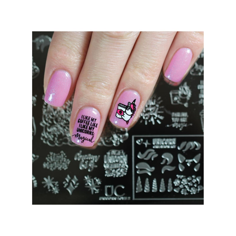 UberChic Beauty Unicorn Love-02 Stamping Plate Gray